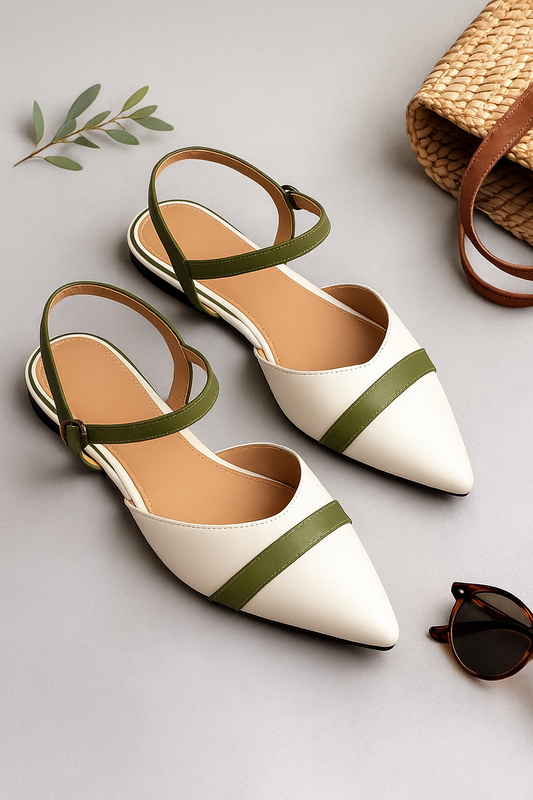 Verdant Grace Pump – Green & White Harmony