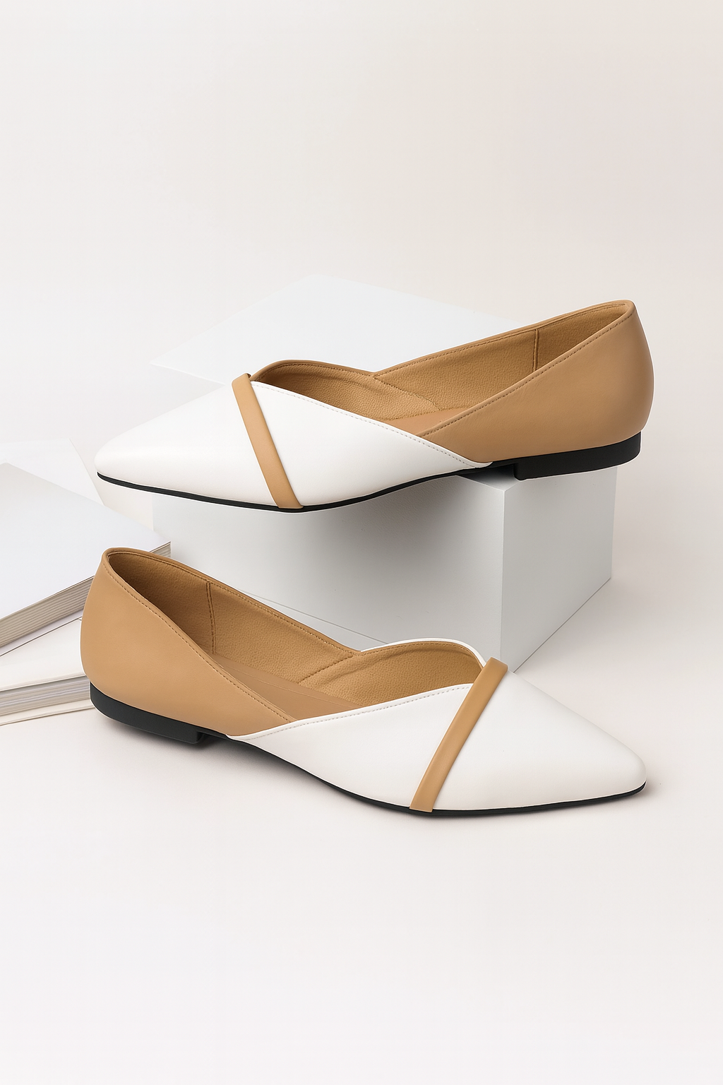 Elegant Two-Tone Pointed Toe Flats