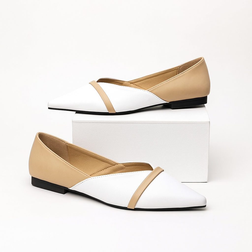 Elegant Two-Tone Pointed Toe Flats